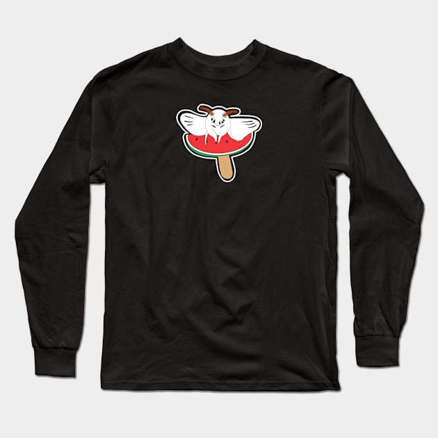 The Furry Moth and the Watermelon Popsicle Long Sleeve T-Shirt by DDDInspiration